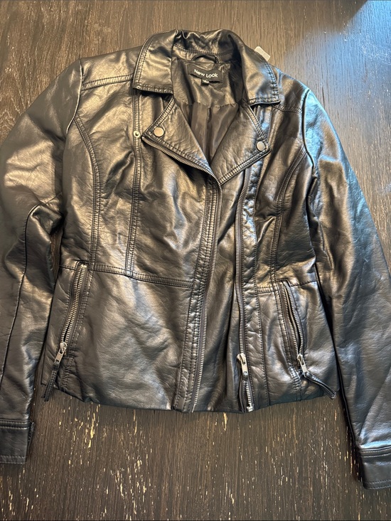 New Look Jackets & Blazers - New Look Black Faux Leather Biker Jacket